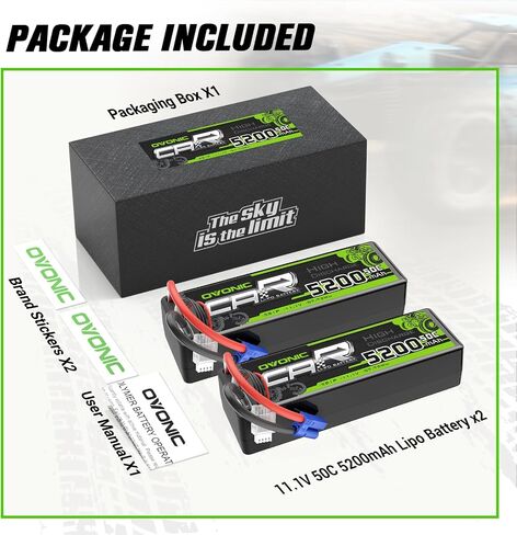 OVONIC 3S Lipo Battery 50C 5200mAh 11.1V Lipo Battery with EC5 Connector for Arrma 1/5 1/8 1/10 RC Car and Truck in Saudi Arabia