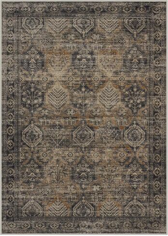 Anidaroel 5x7 Area Rugs for Living Room: Washable Vintage Moroccan Large Area Rug, Retro Floral Soft Rugs for Bedroom, Non Slip Dining Room Throw Carpet for Office Playroom, Brown in Saudi Arabia