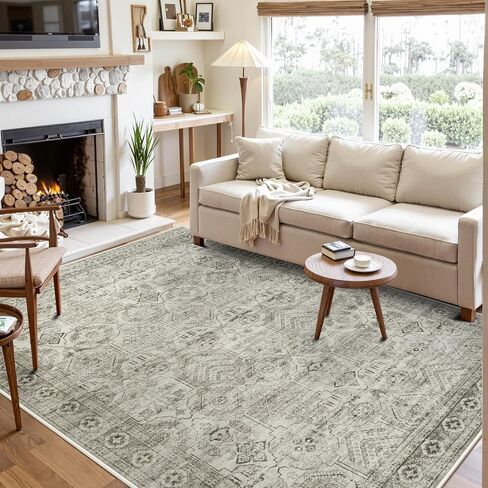 Anidaroel 5x7 Area Rugs for Living Room: Washable Vintage Moroccan Large Area Rug, Retro Floral Soft Rugs for Bedroom, Non Slip Dining Room Throw Carpet for Office Playroom, Brown in Saudi Arabia