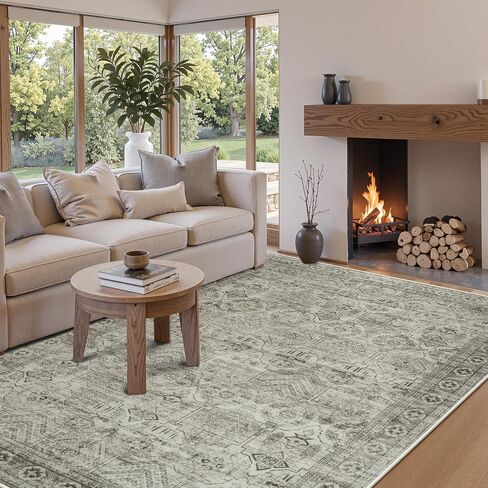 Anidaroel 5x7 Area Rugs for Living Room: Washable Vintage Moroccan Large Area Rug, Retro Floral Soft Rugs for Bedroom, Non Slip Dining Room Throw Carpet for Office Playroom, Brown in Saudi Arabia