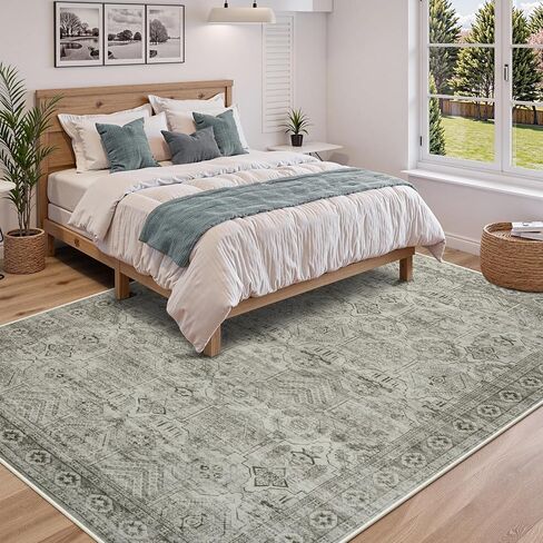 Anidaroel 5x7 Area Rugs for Living Room: Washable Vintage Moroccan Large Area Rug, Retro Floral Soft Rugs for Bedroom, Non Slip Dining Room Throw Carpet for Office Playroom, Brown in Saudi Arabia
