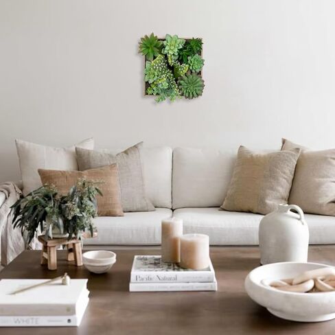 Briful Faux Succulent Wall Art 20 cm Framed 3D Succulents Plants Artificial Arrangement Assorted Succulents Hanging Fake Plants Wall Art for Home Decor Indoor Bathroom in Saudi Arabia