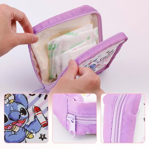 قطعتان من وسادة فترة الغرز وحقيبة تخزين المناديل الصحية، حقيبة تخزين الفوط الصحية من ليلو أوهانا، حامل وسادة تامبون للنساء (أزرق)، متوسط in Kuwait