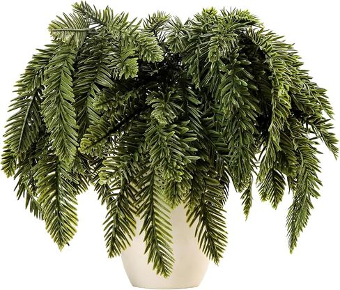 5 Pcs Artificial Norfolk Pine Picks, 14.5" Christmas Real Touch Norfolk Pine Branches Fake Ceder Stems Faux Greenery Sprigs for Xmas Garland Wreath Vase Filler Crafts Home Decor (5, Green) in Saudi Arabia
