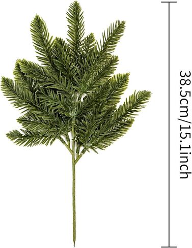 5 Pcs Artificial Norfolk Pine Picks, 14.5" Christmas Real Touch Norfolk Pine Branches Fake Ceder Stems Faux Greenery Sprigs for Xmas Garland Wreath Vase Filler Crafts Home Decor (5, Green) in Saudi Arabia