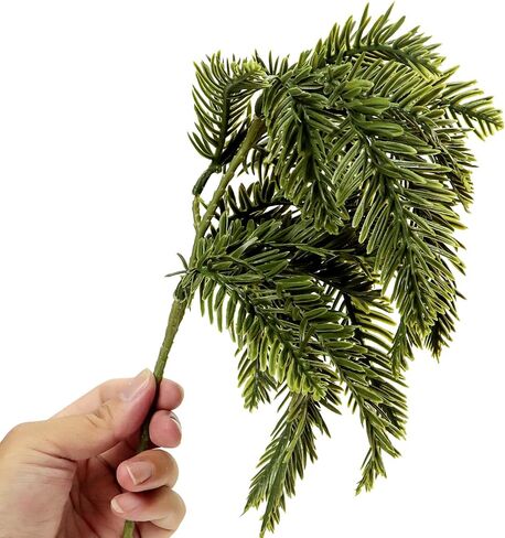 5 Pcs Artificial Norfolk Pine Picks, 14.5" Christmas Real Touch Norfolk Pine Branches Fake Ceder Stems Faux Greenery Sprigs for Xmas Garland Wreath Vase Filler Crafts Home Decor (5, Green) in Saudi Arabia