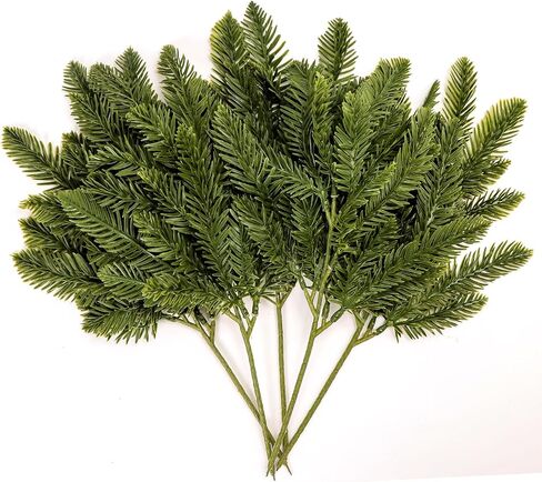 5 Pcs Artificial Norfolk Pine Picks, 14.5" Christmas Real Touch Norfolk Pine Branches Fake Ceder Stems Faux Greenery Sprigs for Xmas Garland Wreath Vase Filler Crafts Home Decor (5, Green) in Saudi Arabia