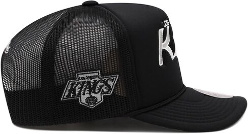 Mitchell & Ness Los Angeles Kings NHL Script Trucker Mesh Snapback Hat Cap - Black in Saudi Arabia