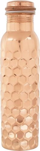Blue Roses Copper Water Bottle, Copper Vessel For Drinking Water, Lab-Tested & Leak-Proof, Diamond Cut,1 litre in Saudi Arabia