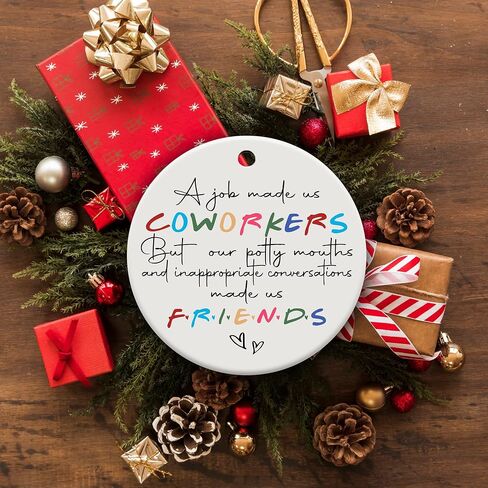 Gifts for Coworkers, Funny Christmas Ornaments 2024, Gifts for Women, Men, Best Friend, Work Bestie, Friendship, Coworker Leaving Gifts, Retirement Gifts Women Men Ceramic Ornament in Kuwait