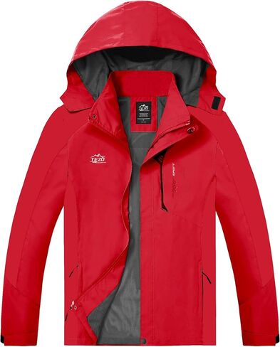 TEZO Mens Rain Jacket Waterproof with Hooded Hiking Coat Lightweight Windbreaker(BK/GY 2XL) in Saudi Arabia