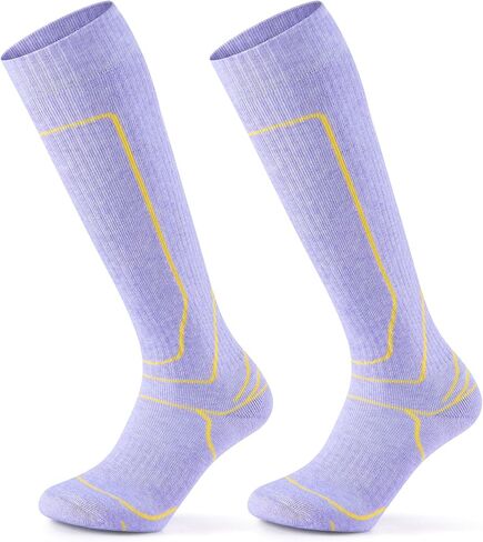 جوارب تزلج من الصوف ميرينو من زيكاك، زوجان للنساء، جوارب حرارية عالية للركبة في الطقس البارد للتزلج والتزلج على الجليد والمشي لمسافات طويلة والتخييم in Kuwait