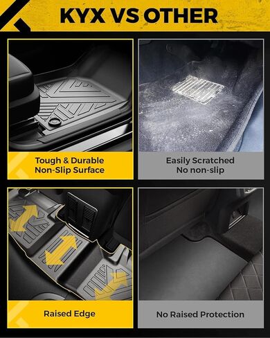 KYX Floor Mats for 2015-2023 F150 SuperCrew/Crew Cab, All Weather Protection Floor Liners 1st and 2nd Row Front & Rear, Car Mats TPE Black in Saudi Arabia