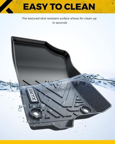 سجادات أرضية KYX لـ 2015-2023 F150 SuperCrew/Crew Cab، بطانات أرضية للحماية من جميع الأحوال الجوية للصف الأول والثاني من الأمام والخلف، سجادات السيارة TPE باللون الأسود in Kuwait