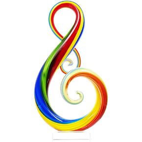 Luxury Lane Hand Blown Treble Sommerso Art Glass Sculpture for Home Decor Rainbow 11 inch Tall Centerpiece Table Decoration