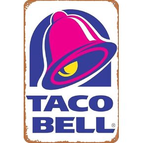 YFSIGN Taco Bell Logo Retro Metal Tin Sign Vintage Plaque Poster for Home Kitchen Bar Coffee Shop 12x8 Inch