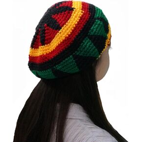 Wool Crochet Autumn Winter Warm Loose Casual Sunshade Jamaican Rasta Beanie Hat for Men Women
