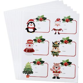 72-Piece Christmas Label Envelope Christmas Decorations Self-Adhesive Child Sticker, Gift Sticker, Christmas Gift Box (Christmas Tree, Santa Claus, Snowman, Elk, etc.) 6 Designs