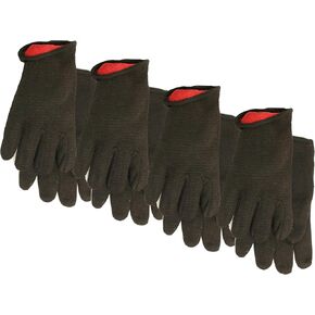 Midwest Gloves and Gear 14LJP04-L-AZ-6 Men's Brown Jersey Work Glove, Large, 4-Pack