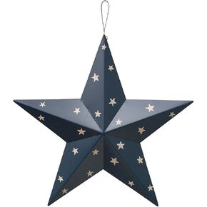 Grace Home Patriotic Metal Barn Star Wall Decor, 12" Hanging Country Rustic Metal Star for July 4th Decoration