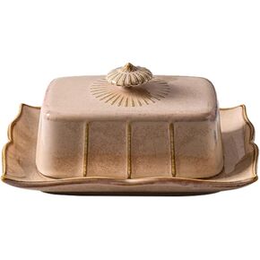Hemoton Vintage Ceramic Butter Dish with Lid Covered Farmhouse Keeper Container with Cover Food Storage for West East Butter for Home Use White Airtight Cookie Container