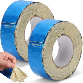 Pangda 2 Pcs 2" w x 33'l Butyl Sealant Tape Waterproof Butyl Tape 1mm Repair Tape for Rv Repair Boat Sealing Sunroom Rubber Roof Patching, Blue