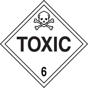 Accuform MPL606CT25 PF-Cardstock Hazard Class 6 DOT Placard, Legend "Toxic 6" with Graphic, 10-3/4" Width x 10-3/4" Length, Black on White (Pack of 25)