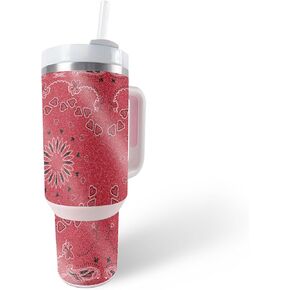 MightySkins Glossy Glitter Skin Compatible with Stanley The Quencher H2.0 FlowState 40 Oz Tumbler - Blue Bandana | Protective, Durable High-Gloss Glitter Finish | Easy to Apply