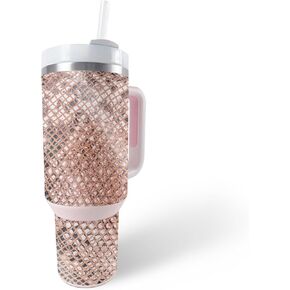 MightySkins Glossy Glitter Skin Compatible With Stanley The Quencher H2.0 FlowState 40 Oz Tumbler - Rattleskin | Protective, Durable High-Gloss Glitter Finish | Easy to Apply, Remove, and Change Style