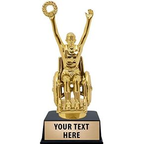 جوائز Crown Awards الرياضية للكراسي المتحركة مع نقش مخصص، جائزة رياضية مخصصة للكراسي المتحركة مقاس 6 بوصات على قاعدة سوداء أساسية