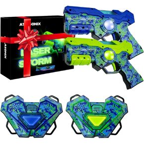 Atlasonix Laser Tag Game Set of 4 Guns and Shields, Laser Gun, Laser Tag Guns Set of 4, Laser Tag for Boys Age 8-12, Kids Laser Tag Set, Laser Tag Sets with Gun and Vest, Lazer Tag Game