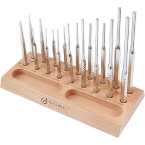 BESTNULE Punch Set, Roll Pin Punch Set, Punch Tools, Made of Solid Material Including Steel Center Punch and Nail Punch with Beech Block, Ideal for Machinery Maintenance