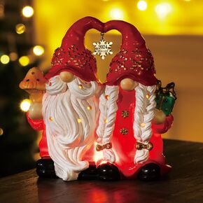 Christmas Decor Snowman Figurines Resin Lighted Indoor Ornaments Holiday Tree Festive Decorations Light Up New Year Gift Decoration for Table (Snowman Couple)
