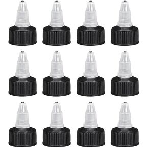 MECCANIXITY 12 Pack Twist Top Cap 24/410 Black Dispensing Squeeze Bottle Replacement Caps for Crafts, Arts, Glue, Liquids