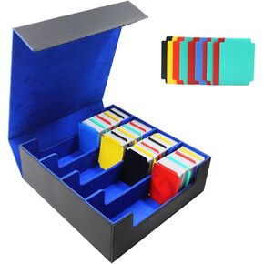 3000+Collectible Trading Card Cases，4 Rows Card Deck,Trading Card Storage Box with 10 Pcs Card Dividers Trading Card Storage Box for TCG Cards Sport Cards (Black & Gray)