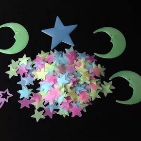 2 Pcs Christmas Snowflake Stickers Glow-in-The-Dark Christmas Decorations Ice Party Supplies Christmas Snowflake (Moon)