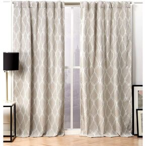 Nicole Miller Circuit Curtain Panel, 52x96, Linen, 2 Panels