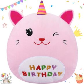 15'' Stuffed Animals Plush Throw Pillow Cute Birthday Gifts Fluffy Cartoon Soft Plushies Toy Gifts for Kids Birthday Christmas Decorations (Cat)