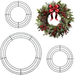 3 Pack Wire Wreath Frame 12 Inch 8 Inch Green DIY Floral Crafts Metal Wreath Frame Wreath Form for Christmas Wedding Holidays Valentines Garden Home Party Decorations
