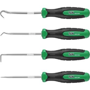 SK 4 Piece Hook and Pick Set, Straight Pick, Offset Pick, 90°Pick and Hook, Ideal for Auto and Electronics Maintenance Tools
