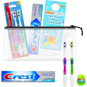 Oral Care Traveling Kit for Adults - Bundle with Travel Toothbrush, Floss, Toothpaste, and More for Men and Women | TSA Friendly Toothbrush Set