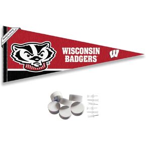 College Flags & Banners Co. Wisconsin Badgers Pennant Flag and Wall Tack Mount Pads