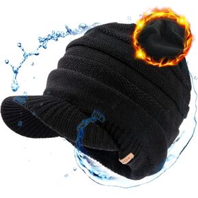 TOP-EX L/XL/XXL Waterproof MerinoWool Fleece-Lined Brim Beanie Stylish Unisex
