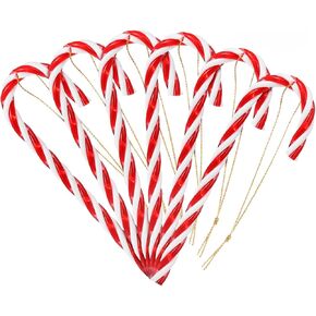 Naler 12 قطعة من زينة عيد الميلاد على شكل قصب حلوى معلقة لتزيين حفلات شجرة عيد الميلاد، بلاستيك، 4.5 بوصة in Kuwait