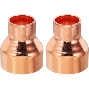 PATIKIL 1 1/4" to 3/4" ID Copper Reducer, 2pcs 99.9% Pure Copper Reducing Coupling Pressure Fitting Pipe Tube Connector Adapter with Sweat Solder Connection