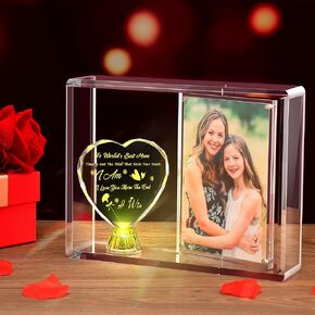 Forwe Gifts for Grandma from Grandkids, Double Sided Rotating Picture Frame 4x6 with LED Heart Crystal, Grandma Birthday Gifts