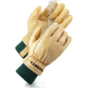 Waterproof Work Gloves for Men, Winter Insulated Leather Work Gloves, Cowhide Leather Gloves Working in Cold Weather