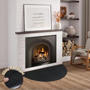 24x48inch Half Round Fireproof Hearth Pad for Wood Stove & Fireplace,Fire Resistant Fireplace Mat for Firewood & Pellet Stove,Protects Floors & Decks