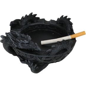 Ebros Gift Medieval Fantasy Beowulf Sleeping Dragon Guardian Round Cigarette Ashtray With Celtic Knotwork Figurine 5.75"D Dungeons And Dragons Gothic Home Accent Decorative