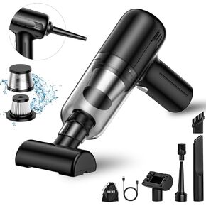 Car Vacuum, Mini Handheld Vacuum Cordless, Portable Vacuum Cleaner Rechargeable High Power with LED Light, Car Accessories, 3 in 1 Small Vacuum for Car, Home, Office